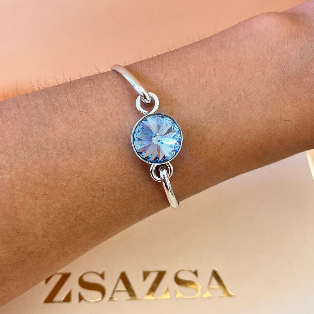 Light blue Swarovski crystals bracelet and ring