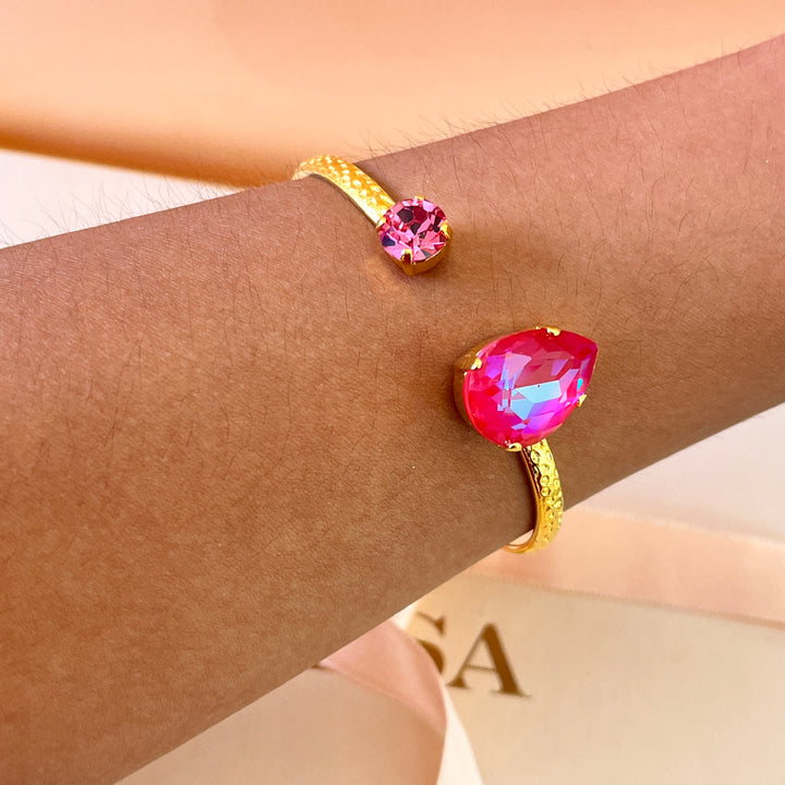 Fuchsia Swarovski crystals hooks and bangle