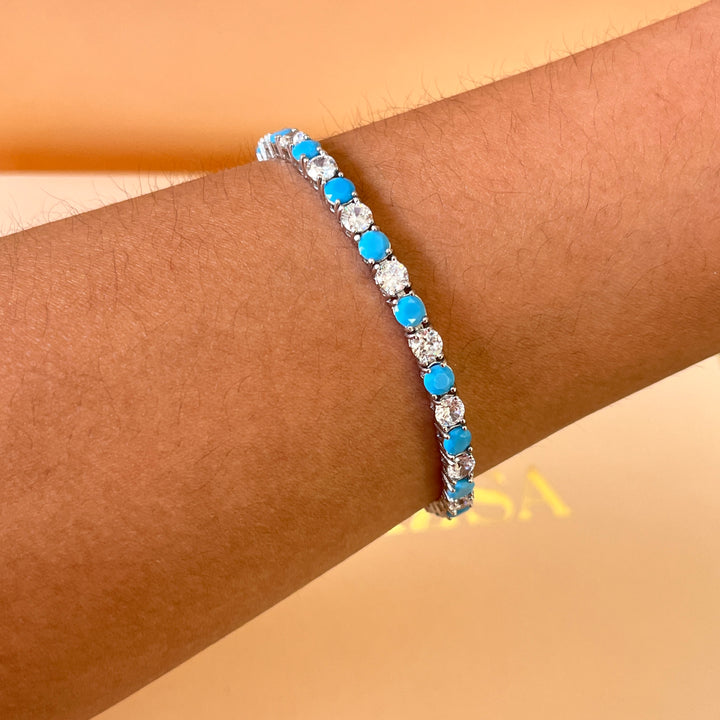 Turquoise zircone tennis bracelet