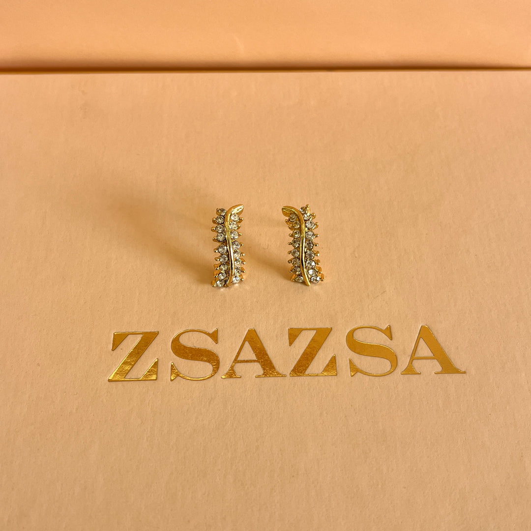 Rhinestone gold plated earring