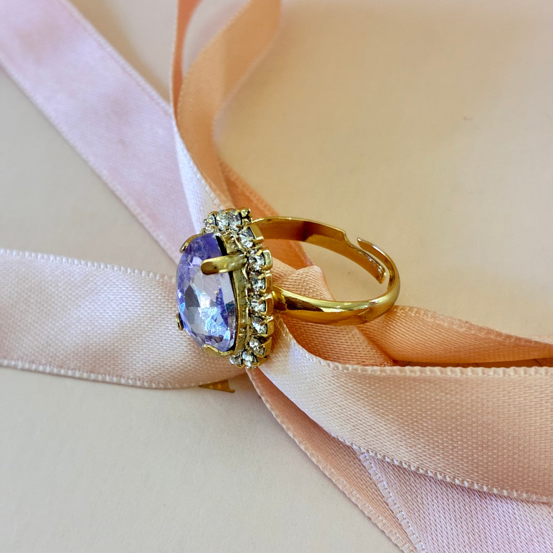 Teardrop lilac Preciosa crystals gold plated set