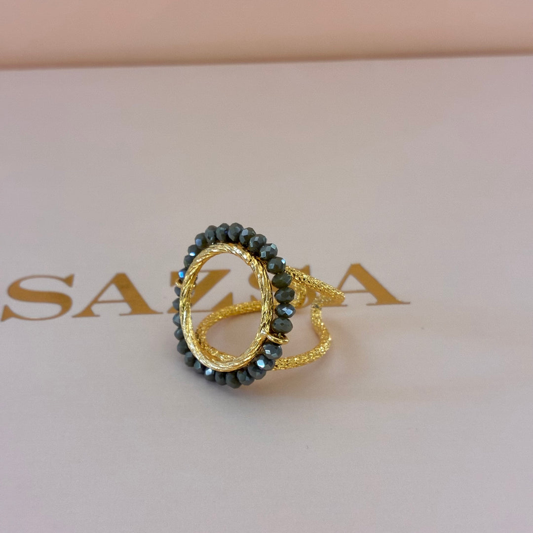 Handmade olive green beaded set