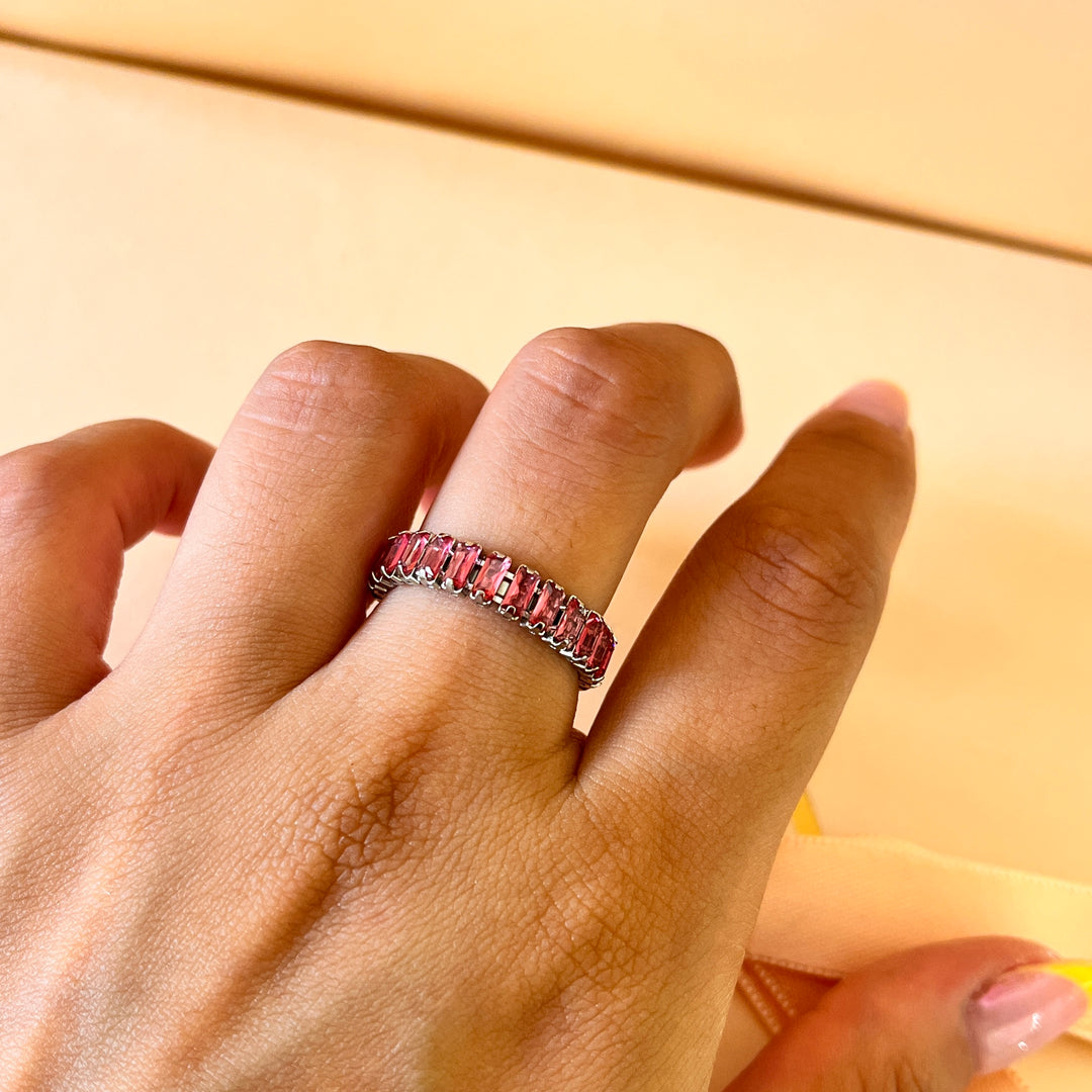 Magenta zircone bangle and ring