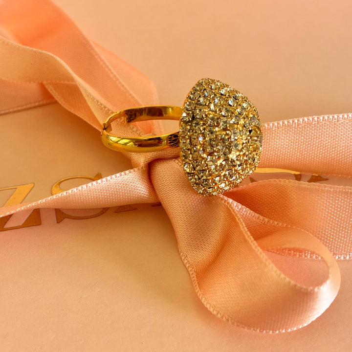 Mint Swarovski crystals gold plated ring