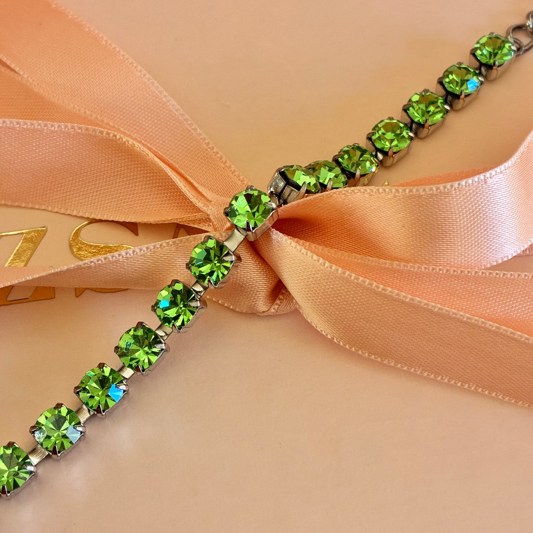 Green Preciosa crystals silver set