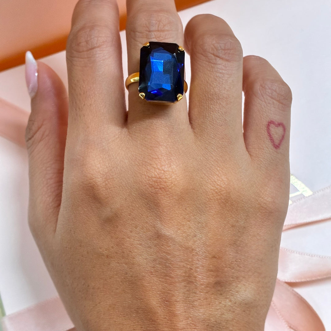 Navy blue rectangular Preciosa crystals set