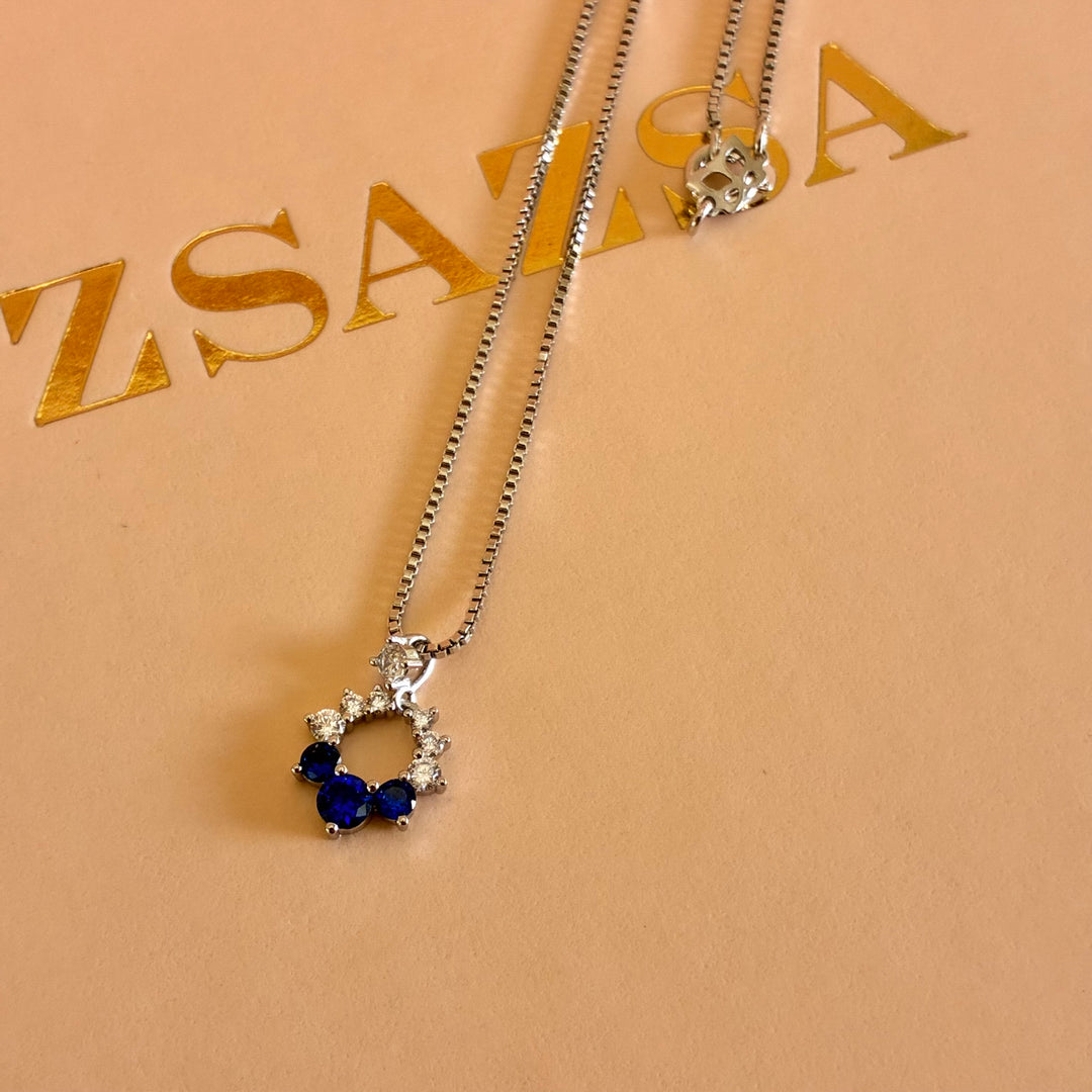 Royal blue zircone silver pendant