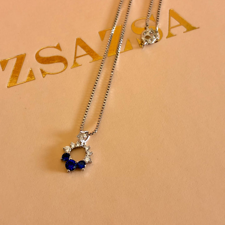 Royal blue zircone silver pendant