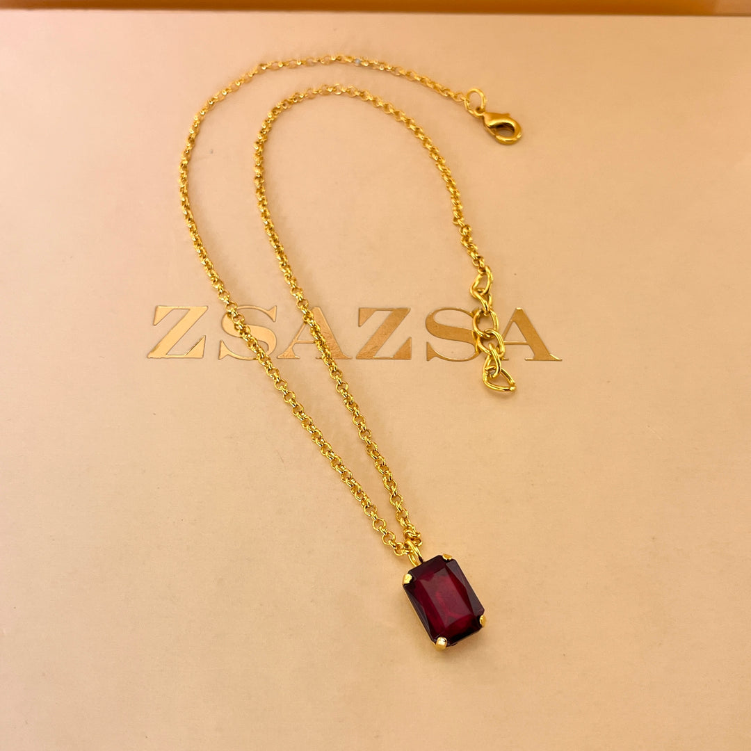 Magenta rectangular Swarovski crystals set