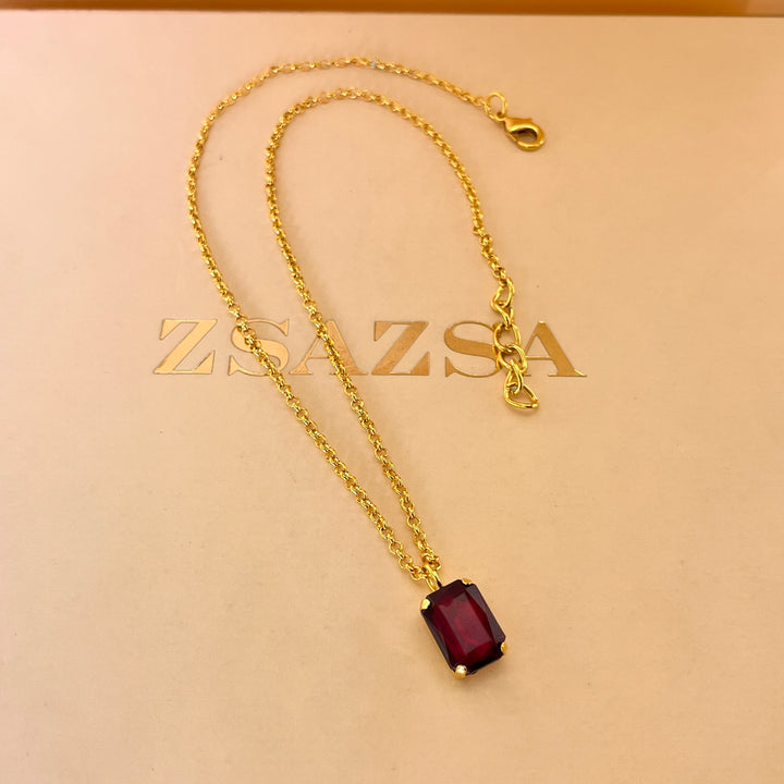 Magenta rectangular Swarovski crystals set