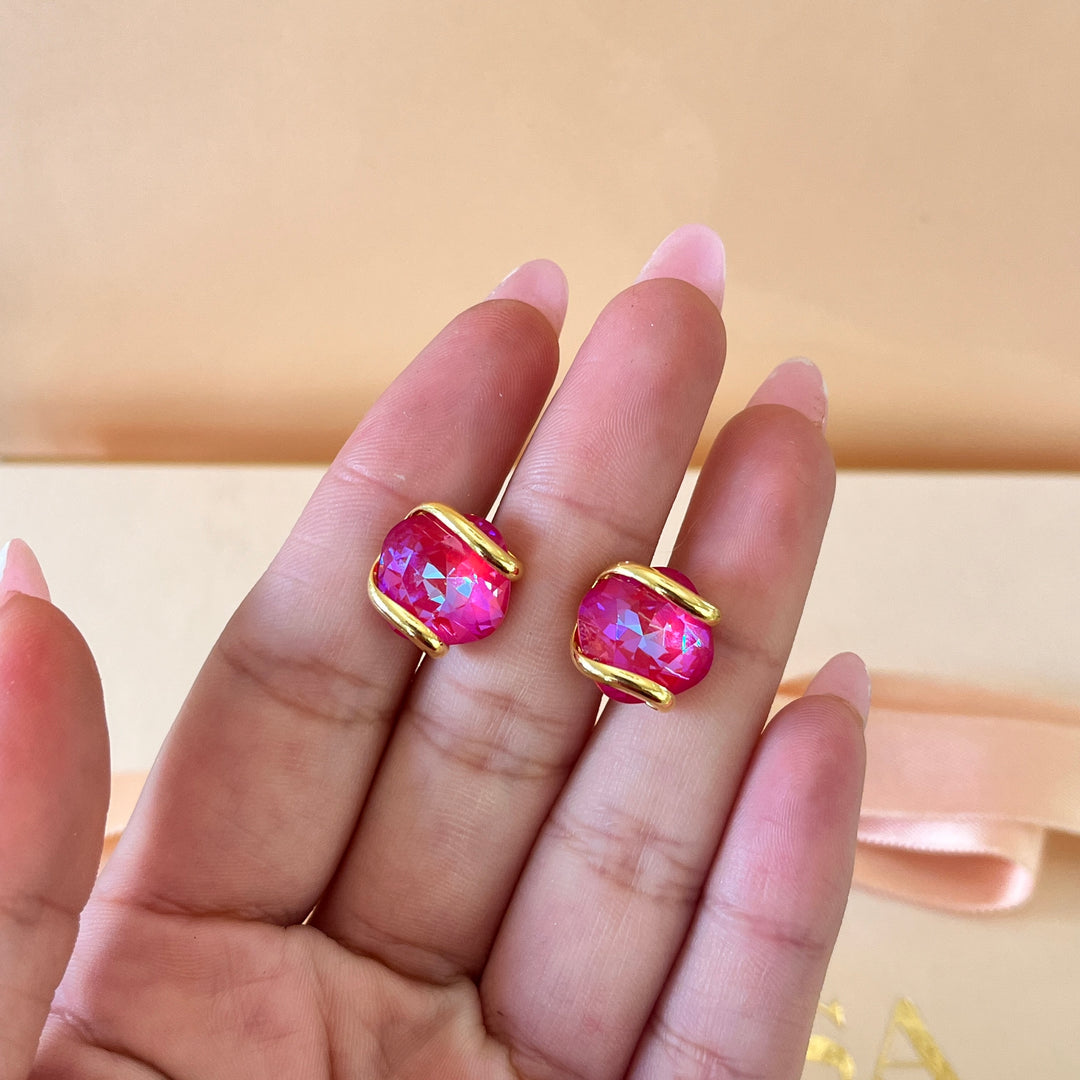 Fuchsia murano crystals set