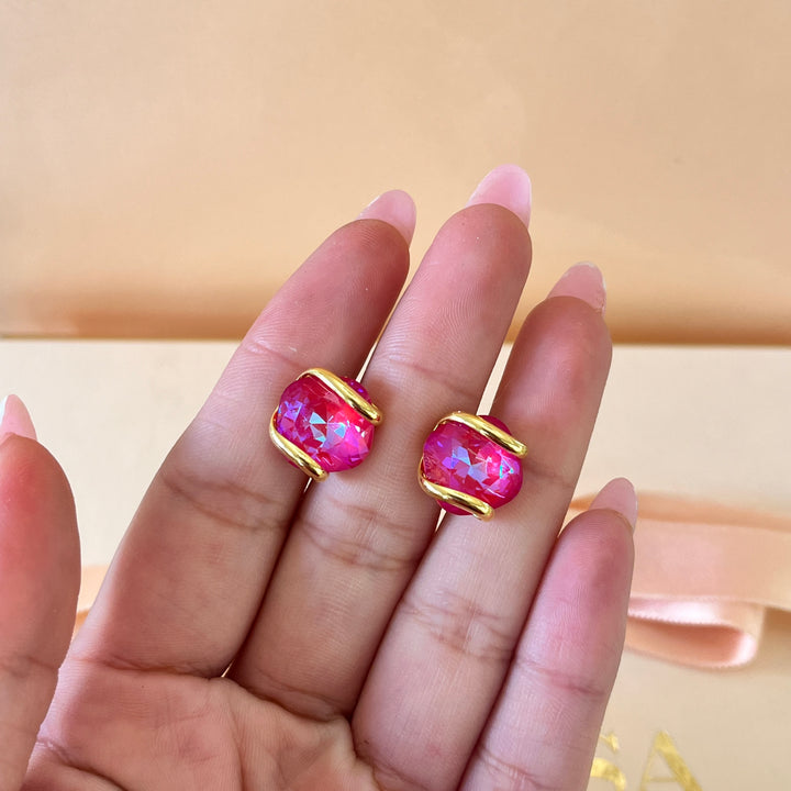 Fuchsia murano crystals set