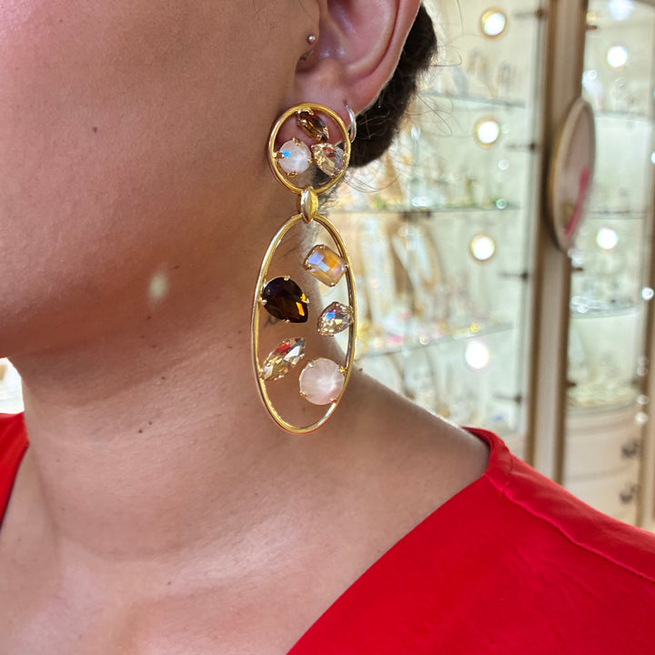 Mix of Swarovski crystals colours Earrings and ring