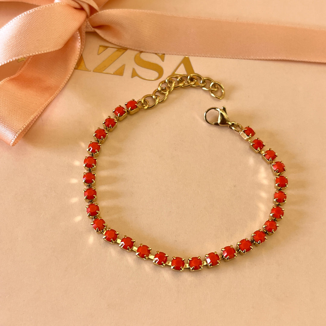 Orange Swarovski crystals bracelet