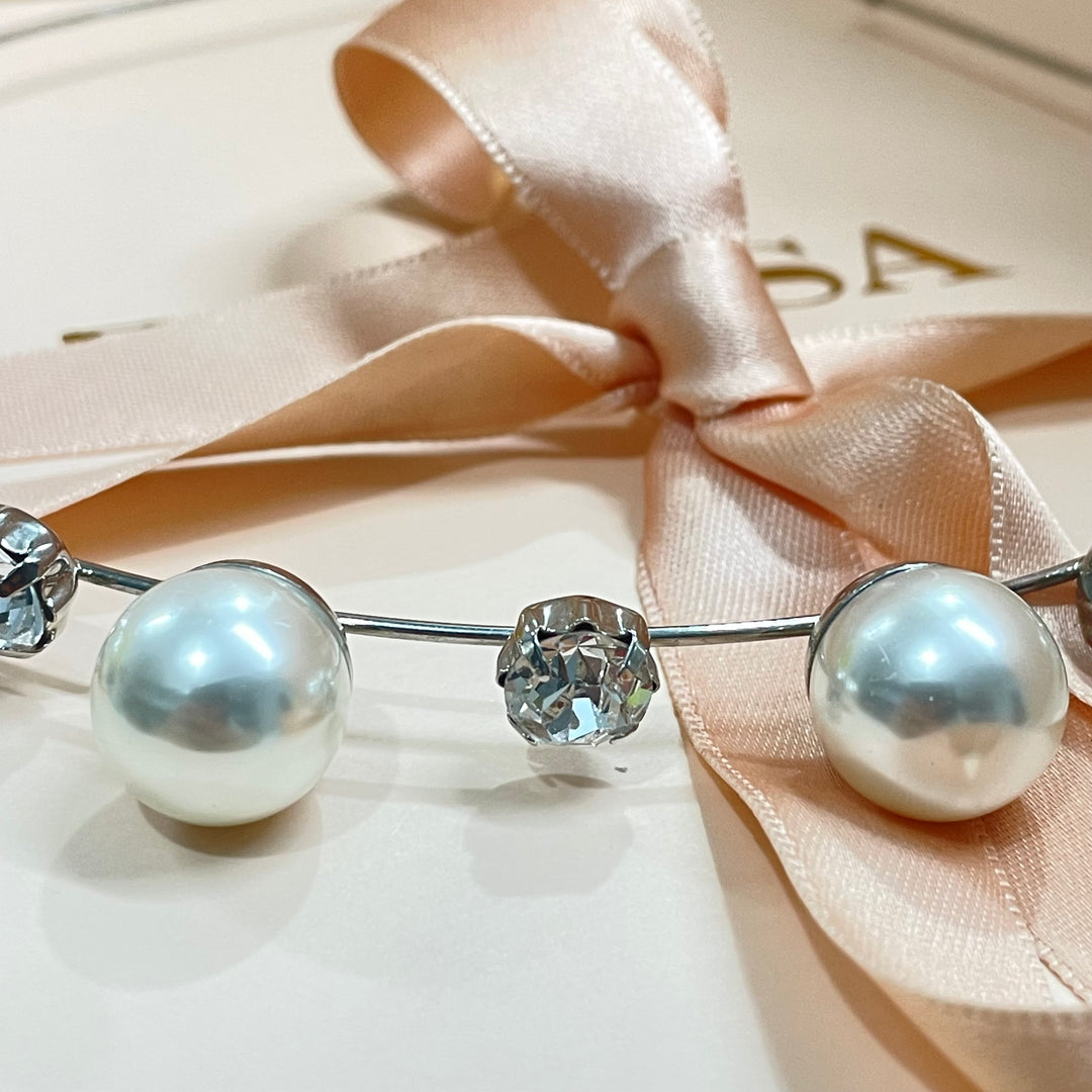 Simple pearl and stones headband