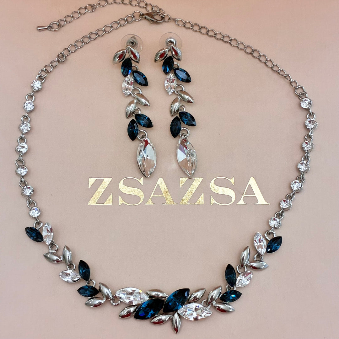 Marquise navy blue Swarovski crystals set
