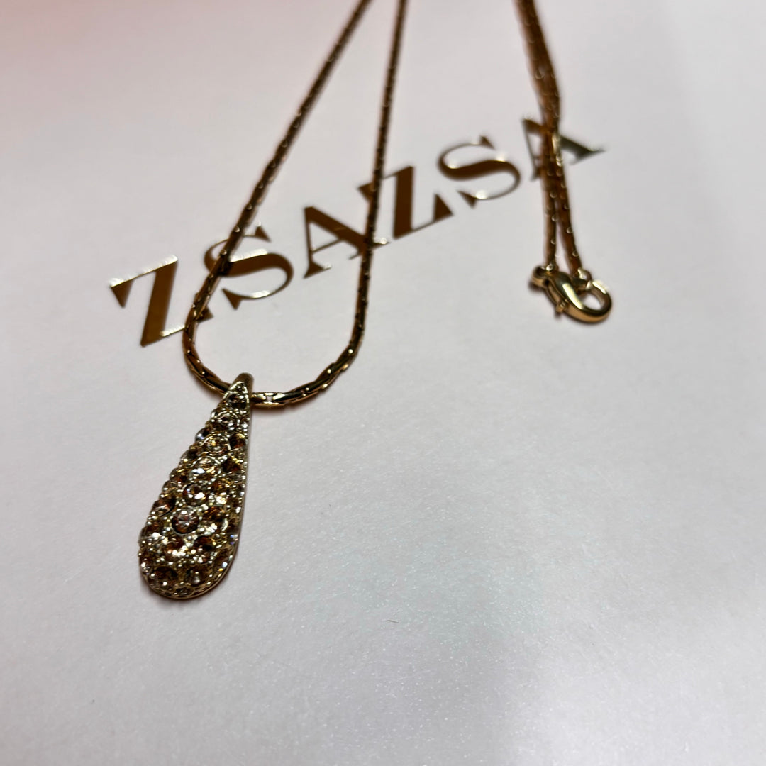 Teardrop bronze rhinestone pendant