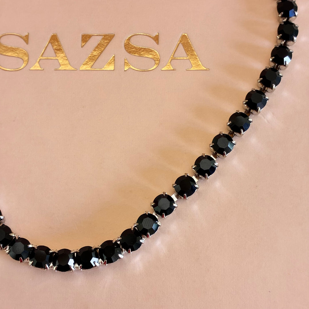 Black precios crystals tennis necklace