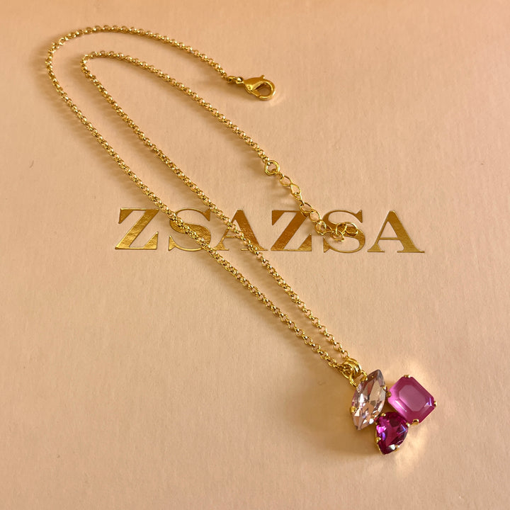 Shade of fuchsia Swarovski crystals set