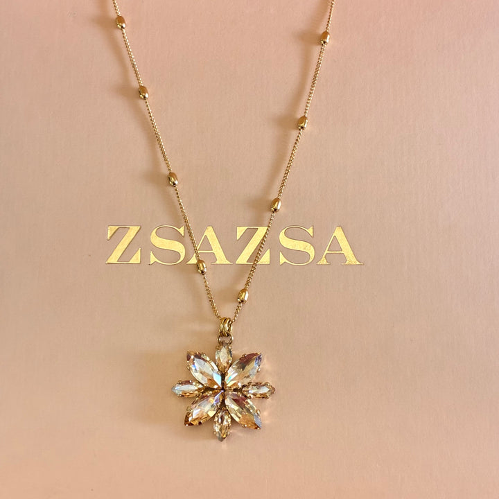 Flower champagne Swarovski crystals pendant