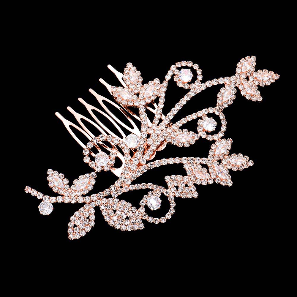 Rose gold accented leaf comb