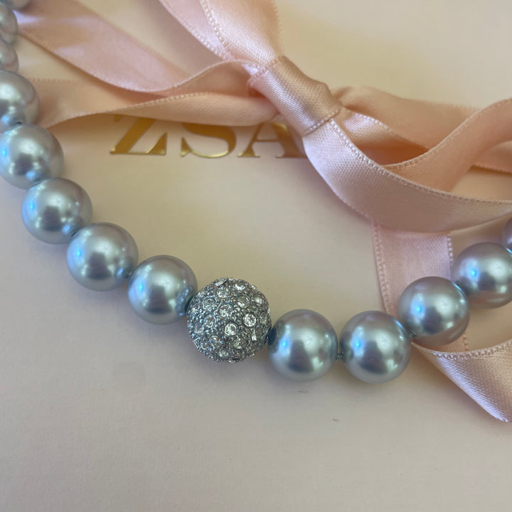 Grey pearls and rhinestone set