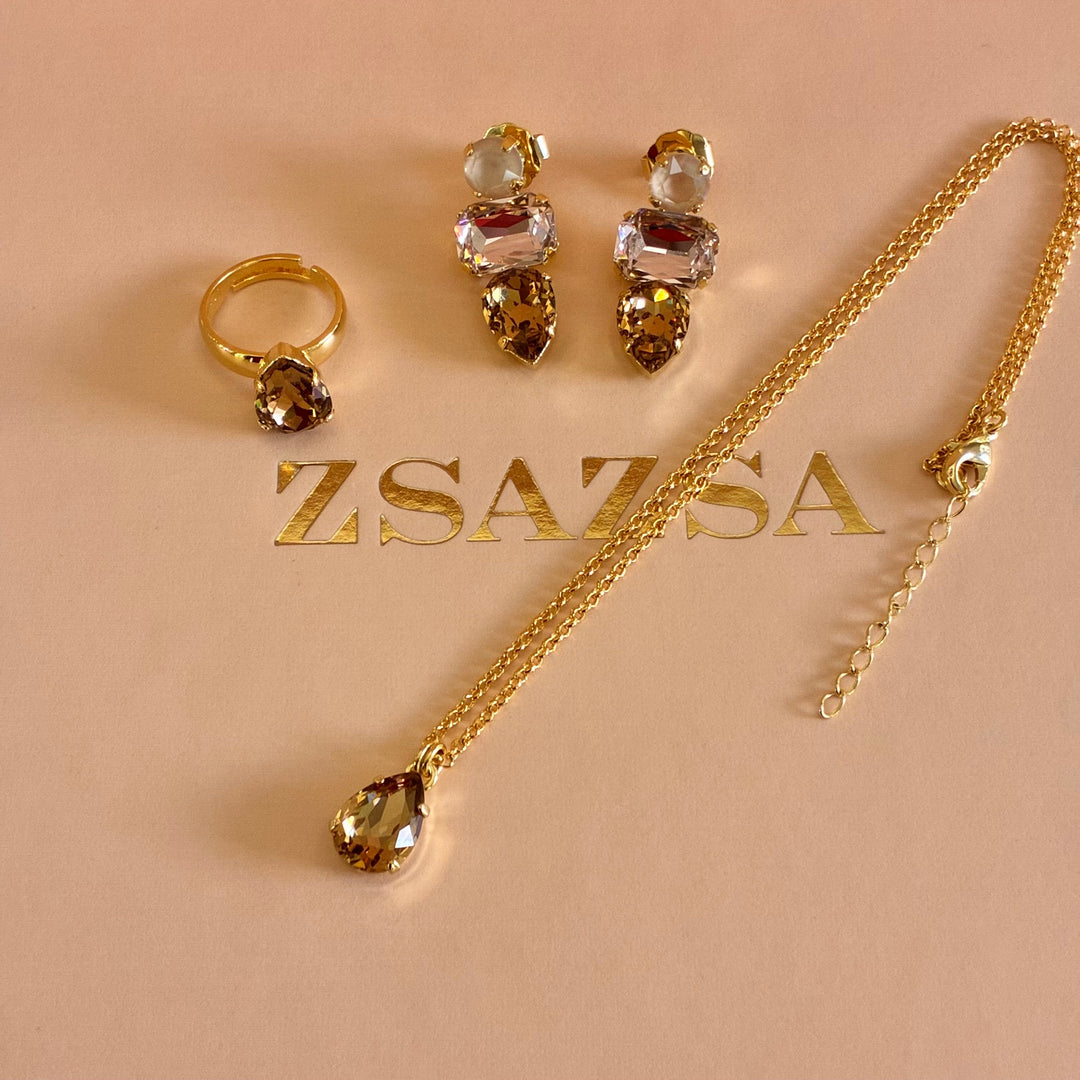 Bronze shades Swarovski crystals set