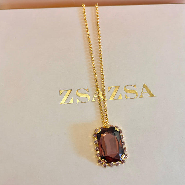 Purple and mauve rectangular preciosa crystals pendant