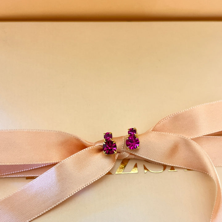 Fuchsia Swarovski crystals studs