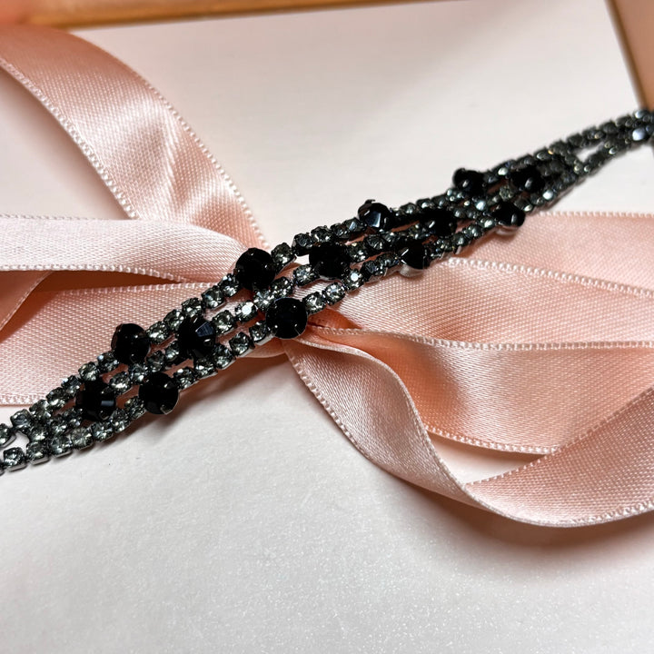 Black and grey rhinestone bracelet