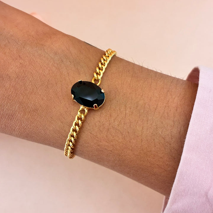 Dainty Oval black preciosa crystals bracelet