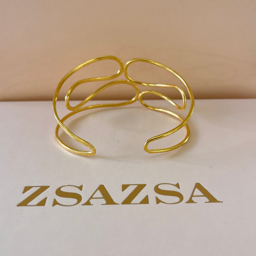 Twisted gold handmade bangle and ring