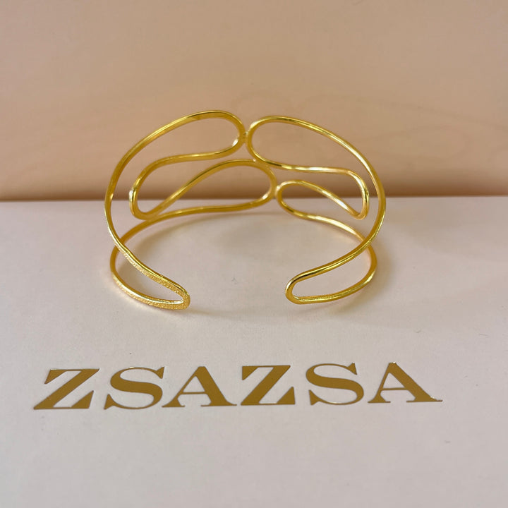 Twisted gold handmade bangle and ring