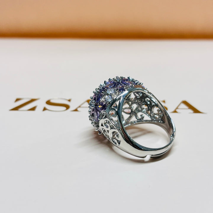 Flower zircone silver set