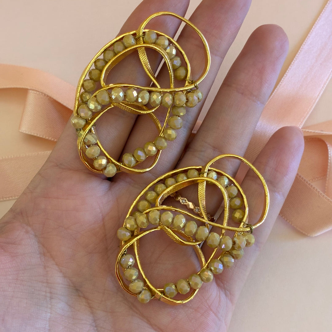 Handmade champagne bead gold plated necklace