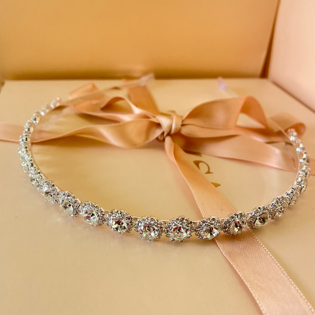 Delicate silver flowers headband