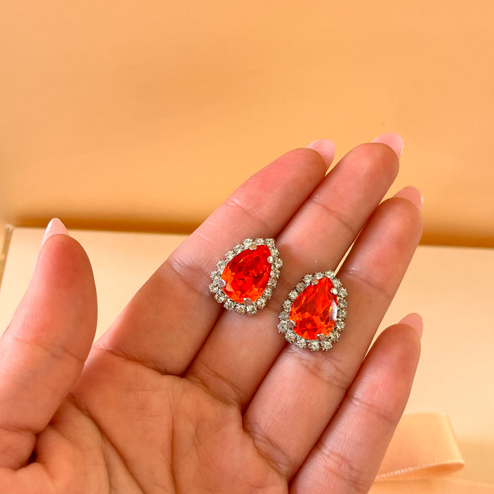 Orange teardrop preciosa crystals set