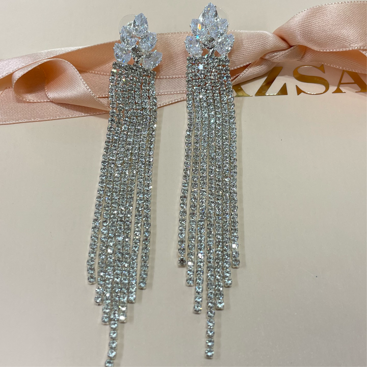 Marquise fringe earrings