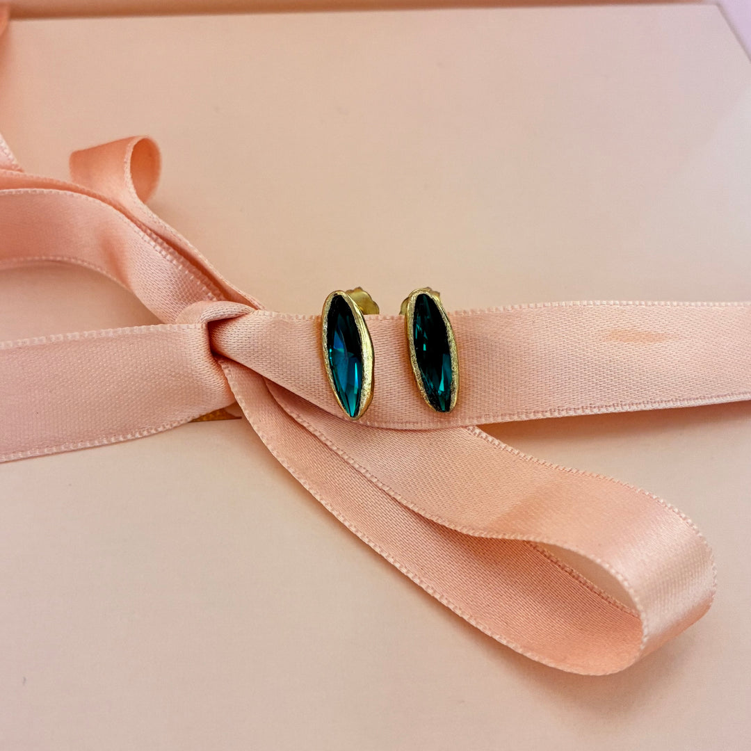 Handmade dark green Swarovski studs