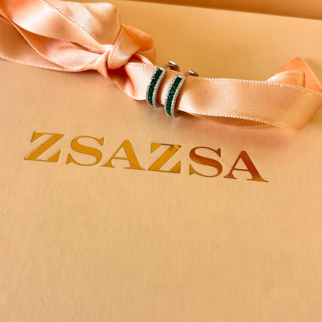 Gradient green zircone necklace and bracelet