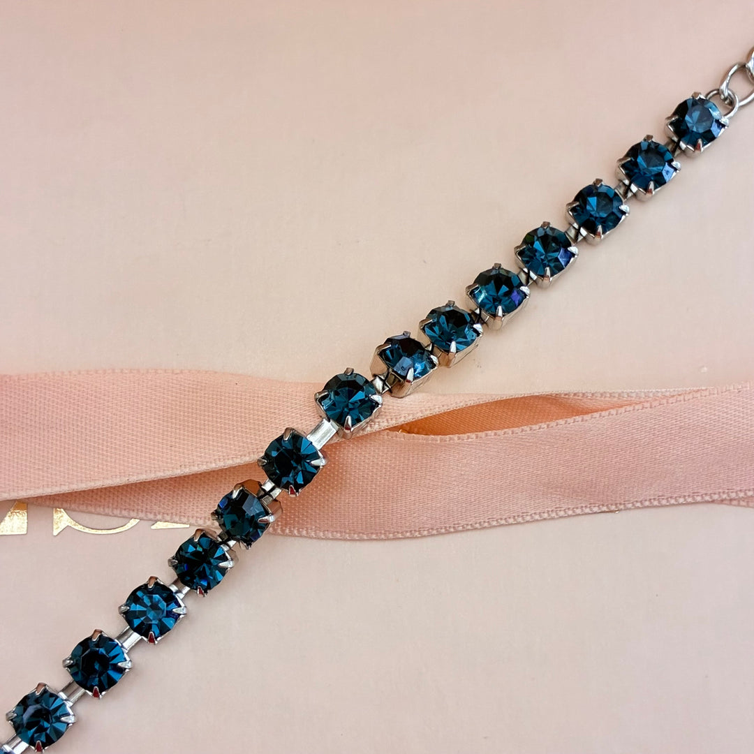 Navy blue Preciosa crystals silver bracelet