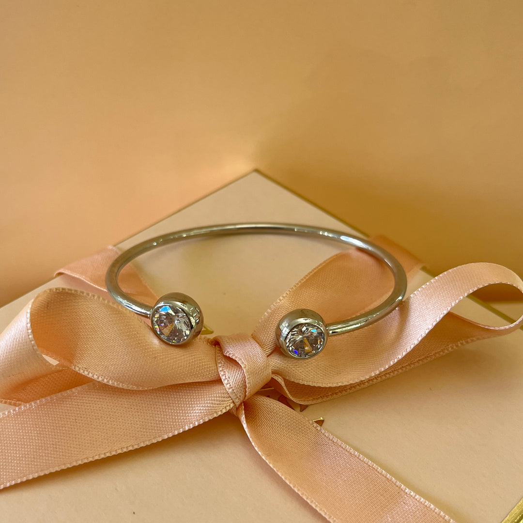 Silver zircone open bangle