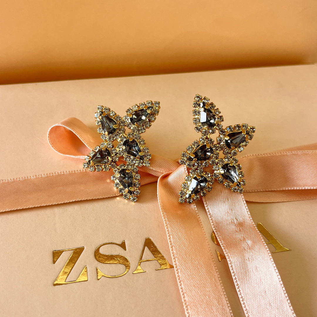 Grey teardrop preciosa crystal set