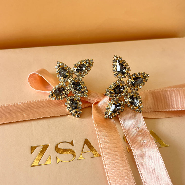 Grey teardrop preciosa crystal set