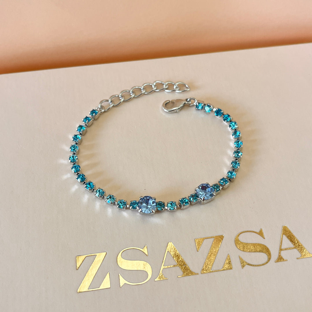 Turquoise & light blue Swarovski crystals bracelet