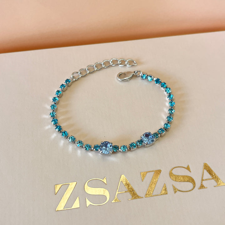 Turquoise & light blue Swarovski crystals bracelet
