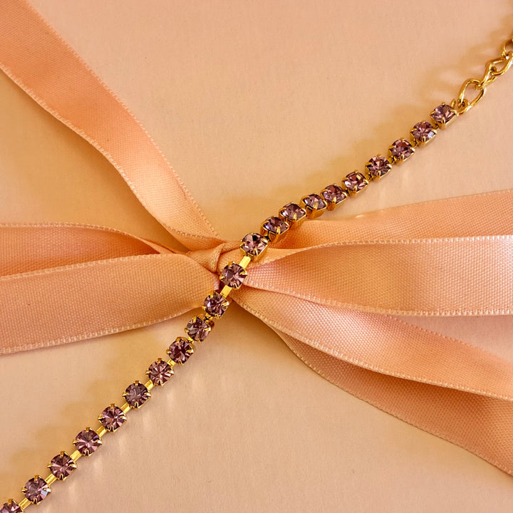 Dainty Mauve Swarovski crystals bracelet