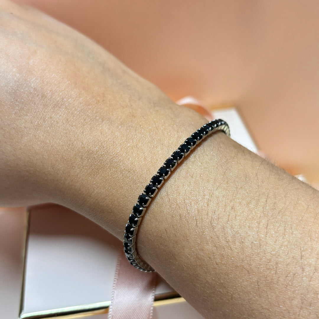 Dainty black rhinestone bangle