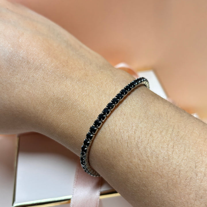 Dainty black rhinestone bangle
