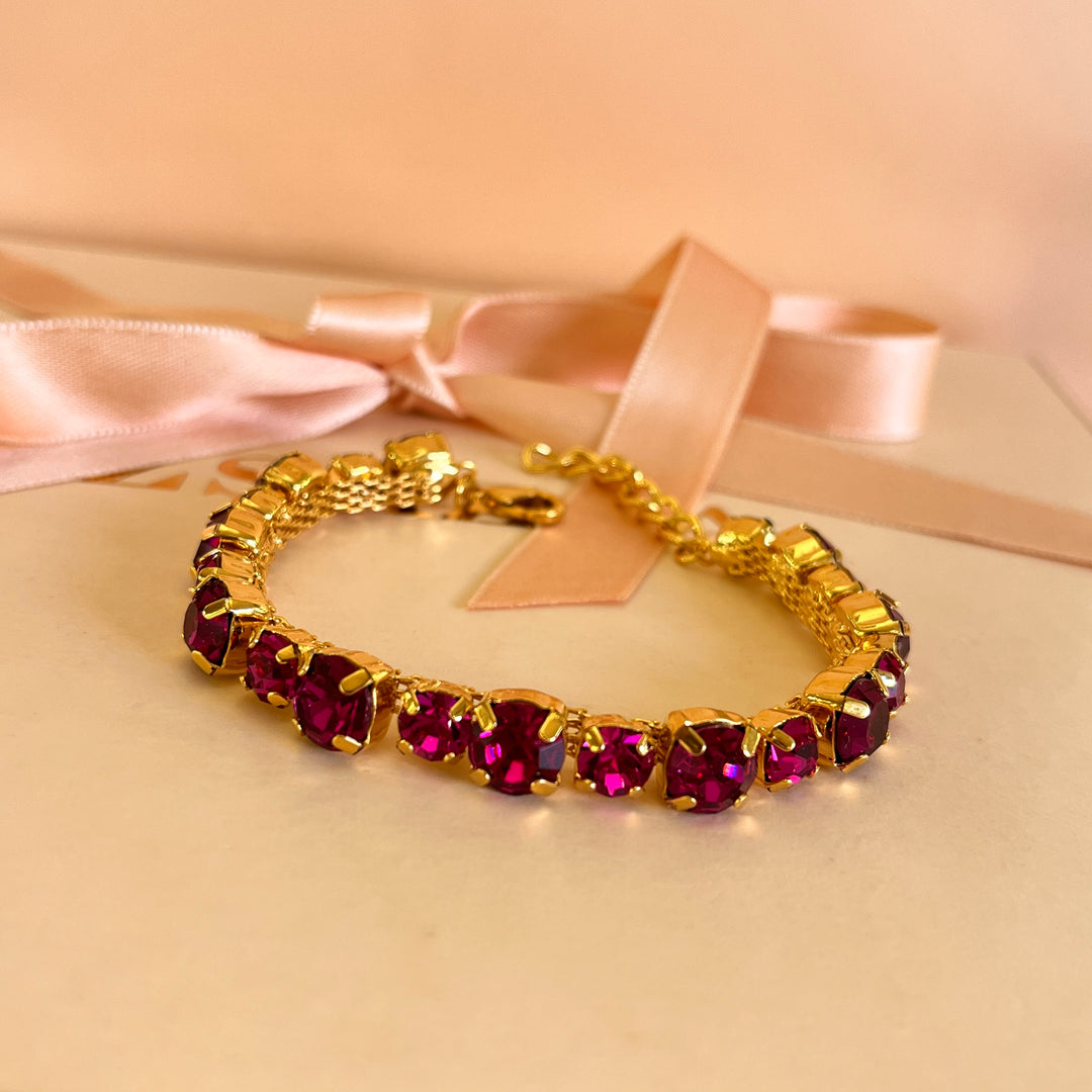 Fuchsia preciosa crystals bracelet